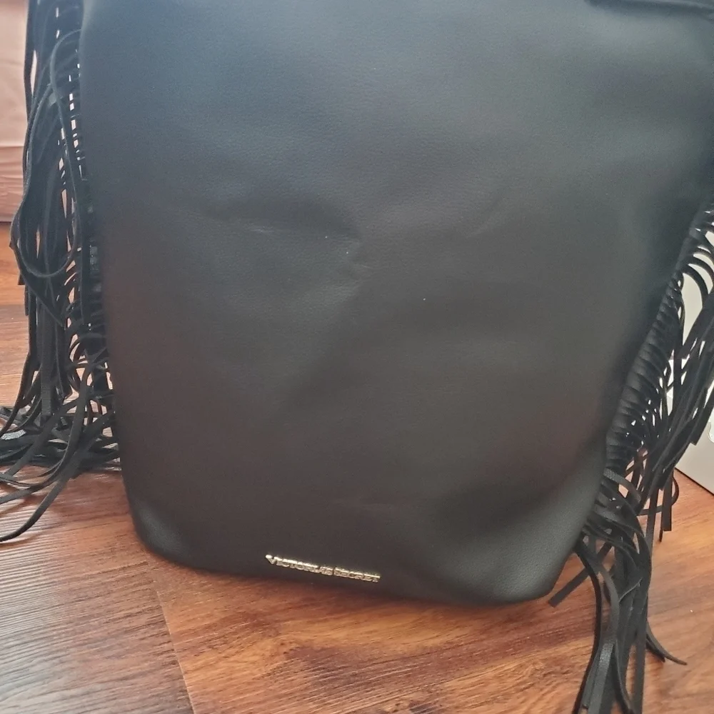 Victoria's Secret Fashion Show Black Leather  Backpack Backstage‎ Bag